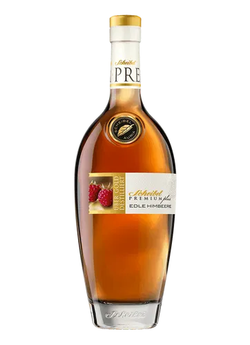 Scheibel Premiumplus Edle Himbeere 0,7 ltr. - Feiner Obstbrand aus dem Schwarzwald mit 40% Vol., ideal für besondere Anlässe oder als Geschenk. Genießen Sie den fruchtigen Himbeergeschmack bei 16°-18°C.