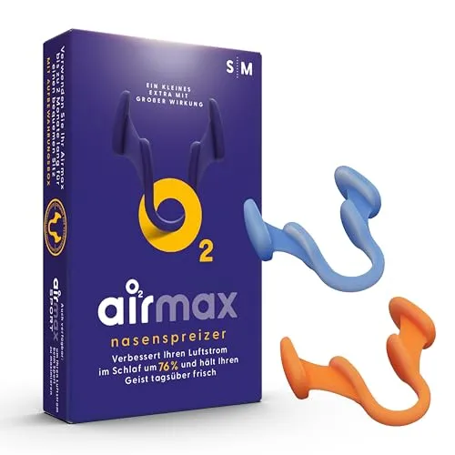 AIRMAX® Testpaket - Nasendilatator für leichtere Nasenatmung - Bediengeräte & Interfaces - 76,1 % mehr Luftstrom für besseren Schlaf und weniger Schnarchen, wiederverwendbar und klinisch getestet.