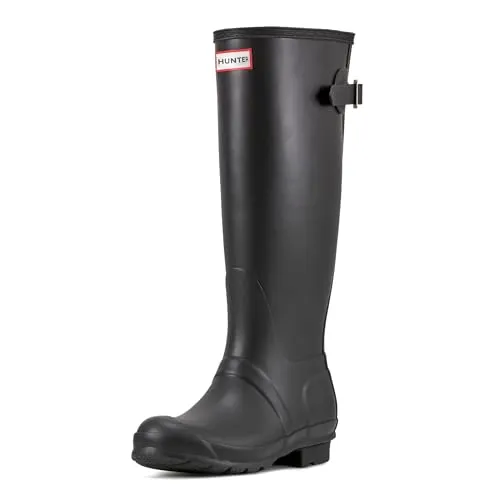 Hunter Original Frauen Stiefel mit Verstellbarem Schaft – Schwarz 7 UK - Wanderschuhe aus vulkanisiertem Naturkautschuk, handgefertigt für besten Wetterschutz und Komfort an regnerischen Tagen.