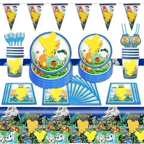 MODEQQ 81 Stück Geburtstag Party Set für 10 Gäste, Party Geschirr Set Wiederverwendbar für Geburtstagsdeko