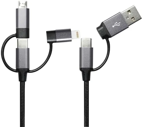 Callstel Apple iPhone Ladekabel: 6in1-Schnelllade- & Datenkabel USB-A/C zu USB-C/MicroUSB, 1,8A/14W, 2m (I-Phone Ladekabel, Multi-Ladekabel Handys, Handy Ladestation)