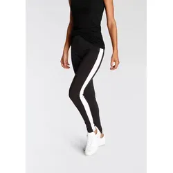 Leggings FLASHLIGHTS, Damen, Gr. 36, N-Gr, schwarz, Jersey, Obermaterial: 95% Baumwolle, 5% Elasthan, unifarben mit Farbeinsatz, sehr figurbetont lang, Hosen Leggings, Mit Seitenstreifen