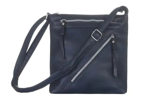 simaranda Handtasche Damen moderne Schultertasche Umhängetasche mit Reißverschluss Shopper Beutel mit verstellbaren Riemen 20205 (Navy)