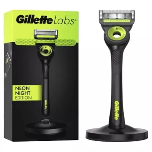Gillette Labs mit Peelingstange, Gillette Herrenrasierer, 1 Griff, 1 Nachfüllklinge, inklusive magnetischer Premium-Halterung