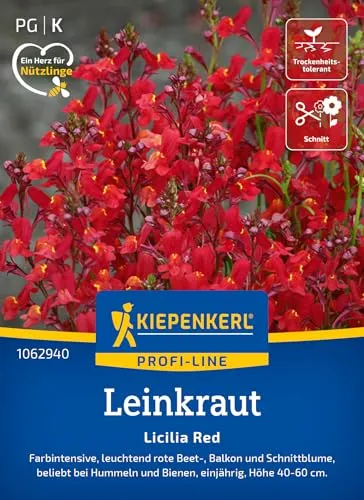 Kiepenkerl Profi-Line Leinkrautsamen Licilia Red 1062940 – farbintensive, leuchtend rote Beet-, Balkon- und Schnittblume - Pflanzen, Blumensamen, Saatgut