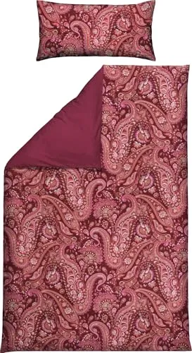 REDBEST Satin Bettwäsche Set mit Paisley-Muster in Beere von REDBEST