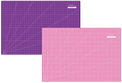 SEMPLIX Schneidematte A1 in Grün, Rosa, Grau, Türkis, Lila. Ideal fürs Basteln, Nähen und Patchworken. 90x60 Beidseitig Bedruckt. Vorderseite cm, Rückseite inch Bemaßung