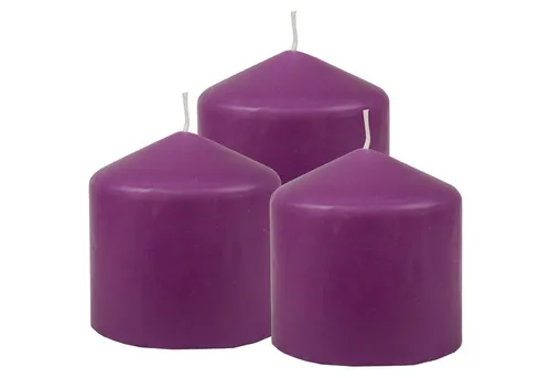 HS Candle Stumpenkerze Blockkerze (3-tlg), Wachskerzen Ø8cm x 8cm - Kerze in vielen Farben