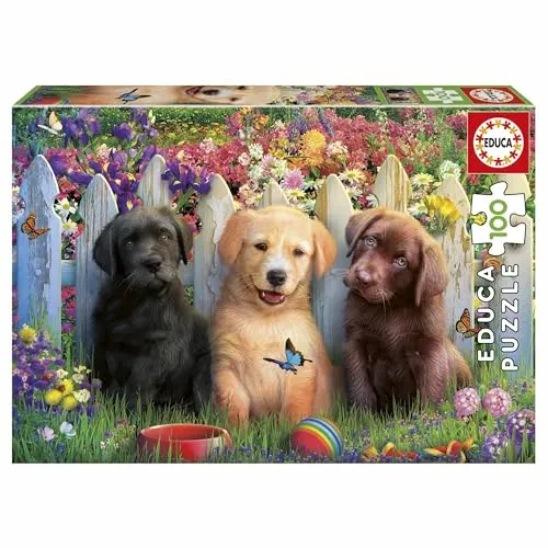 Educa - Puzzle für Kinder von 100 Stücken mit sehr entzückenden Welpen. Maßnahme: 40 x 28 cm. Empfohlen für Kinder ab 6 Jahre (19994)