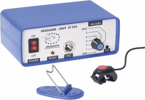 Star Tec ST 902 Vakuum-Station analog 10W - Vakuum-Station für Lötgeräte, ermöglicht professionelles Entlöten mit stufenloser Regelung und einfachem Handling durch Fingertaster. Robuster Entlötaufsatz für präzisen Wärmefluss.
