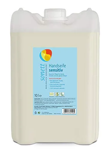 Sonett Handseife sensitiv Kanister 10L - Naturfreundliche Seife für Hände und Körper, 100% biologisch abbaubar und ohne Duftstoffe, ideal für empfindliche Haut.