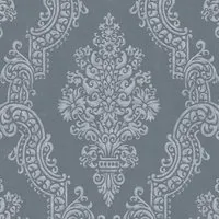 Profhome Vliestapete 397657-GU Barock Tapete - Elegante Vliestapete in anthrazit mit schimmerndem Ornament, ideal für stilvolle Wohnräume. Formstabil und leicht zu verarbeiten, sorgt sie für eine ansprechende Wandgestaltung.
