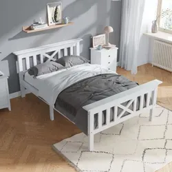 Holzbett Einzelbett 90 x 200 cm aus Massivholz mit Kopfteil und Lattenrost - Weiß - Das stilvolle Einzelbett bietet mit optionalen Schubladen viel Stauraum für Kleidung und Spielzeug. Hergestellt aus langlebigem Kiefernholz, garantiert es eine erholsame Nachtruhe und einfache Montage.