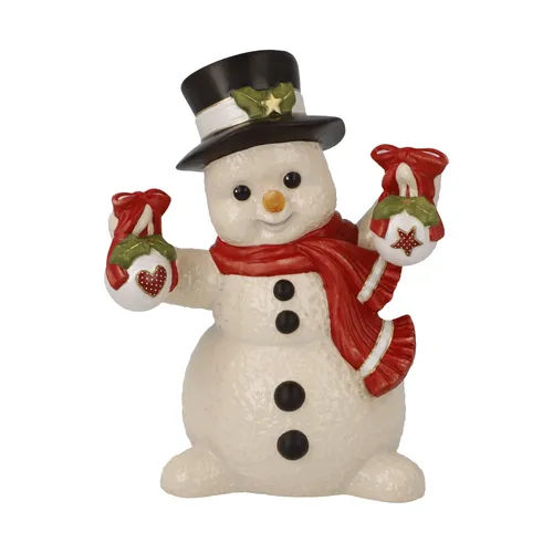 Goebel Schneemann 12 cm - Weihnachtlich geschmückt mit Zylinder und Schal - Figuren & Skulpturen, handgefertigter Porzellan Schneemann, ideal für festliche Dekoration und winterliche Atmosphäre.