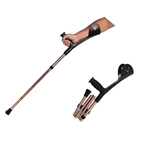 Unterarmkrücken Gehhilfen Faltbare Krücken Benutzergewicht 120 Kg Gangverstellung Paar Mit Ellbogenstütze Leichtes Aluminium Höhenverstellbar Maximum rutschfest/Langlebig,Braun