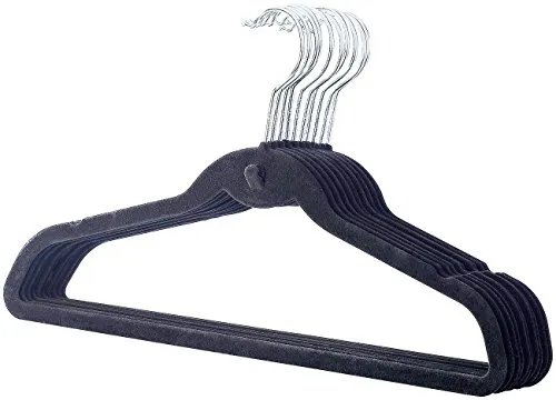 PEARL 10er-Set dünne Raumspar-Kleiderbüge mit Extra-Haken im Bügel, 6,3 mm