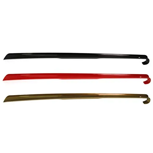 TelMo 3er Set Schuhanzieher, Schuhlöffel Kunststoff ca. 65cm Schwarz-Rot-Gold