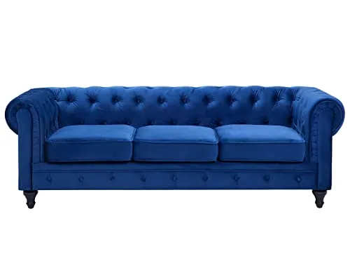Chesterfield 3-Sitzer Sofa Samt blau von Beliani
