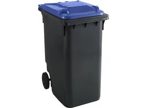 Mülltonne aus Kunststoff DIN EN 840, Volumen 360 l, BxHxT 665 x 1115 x 880 mm, anthrazit/blau kaiserkraft