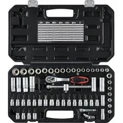 Parkside Bit- und Steckschlüsselset PSSS 65 A1 - 65-teiliges Werkzeugset mit hochwertigem Chrom-Vanadium-Stahl, ideal für präzise Arbeiten. Inklusive Ratsche und verschiedenen Einsätzen für vielseitigen Einsatz.