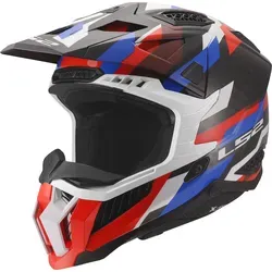 LS2 MX703 X-Force Phantom Motocross Helm, weiss-rot-blau, Größe 2XL für Männer