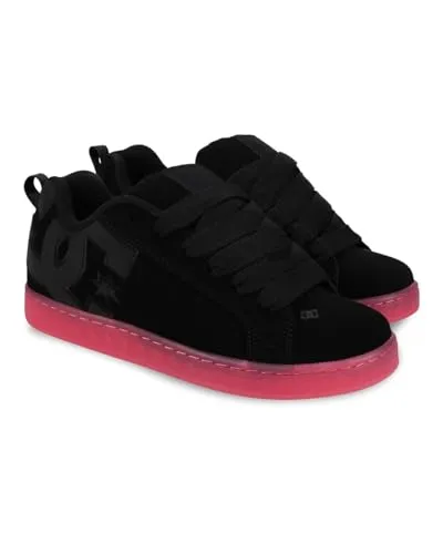 DC Shoes Court Graffik - Lederschuhe für Frauen - Größe 42 - Multi - Stylische Lederschuhe mit gepolstertem Schuhkragen für extra Komfort. Atmungsaktive Mesh-Zunge und die unverkennbare Pill-Pattern-Lauffläche sorgen für besten Halt und ein angenehmes Tragegefühl.