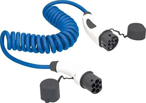 as - Schwabe Typ 2 Ladekabel Spiral 3,6 kW für E-Autos - Fahrzeugbatterie-Ladegeräte, 1-5 m dehnbar, witterungsbeständig und mit Aufbewahrungstasche für flexibles Laden überall.