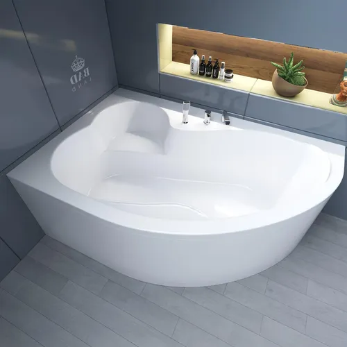 BADLAND Eckbadewanne Badewanne Mega LINKS 160x105 mit Acrylschürze, Füßen und Ablaufgarnitur GRATIS