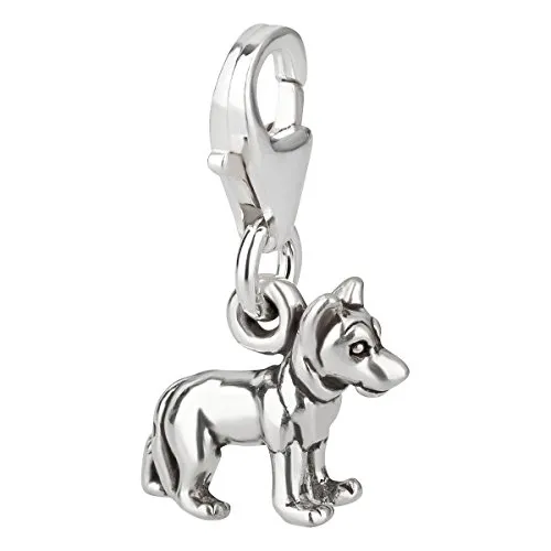 Charm Anhänger Hund kleiner Schäferhund 2 aus 925 Sterling Silber (13x9mm)