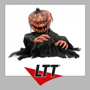 EUROPALMS Halloween Kürbis-Monster, 50cm - Animierte Zombiekürbis-Figur mit Licht - Partydekoration für Halloween, bringt gruselige Stimmung mit animierter Bewegung und Licht.