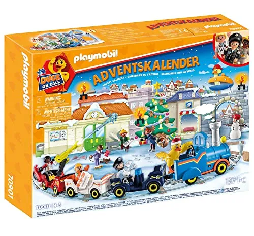 PLAYMOBIL Duck on Call 70901 - Adventskalender mit 3D Spielerlebnis, inkl. Zug, Diorama und 4 Haupt-Charakteren für spannende Weihnachtsabenteuer