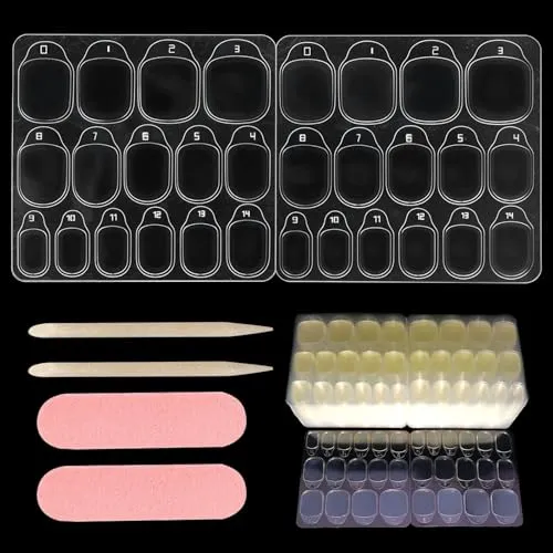 Stk Nagelklebesticker + 4 Nagelpflegestäbchen – Alternative zu Nagelkleber, nail sticker & Klebepads Nägel, 15 Größen, faltenfrei, Press-On Maniküre 600