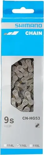 Shimano E-CNHG53C116I Fahrradkette - Fahrradkette mit 116 Gliedern, 9-fach kompatibel und langlebig aus hochwertigem Stahl für zuverlässige Leistung und optimale Schaltfähigkeit.