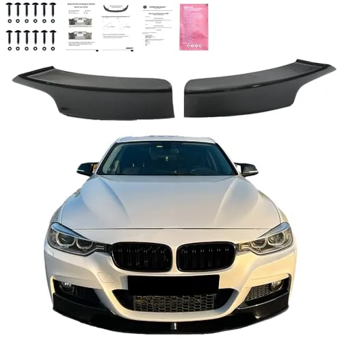 Frontflaps kompatibel mit BMW 3er F30 2012 bis 2019 M Paket 2 Tlg mit ABE TÜV Schwarz Glänzend