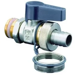 Oventrop KFE-Kugelhahn Optiflex 1783354 DN 15, Messing vernickelt, Schlauchverschraubung und Kappe