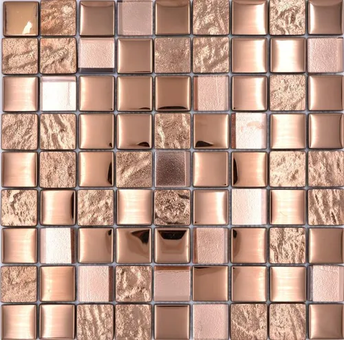 Glasmosaik Mosaikfliesen Bronze Kupfer Spiegeloptik Struktur Deluxe Mosaik