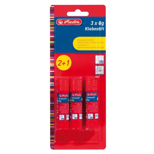 Herlitz 3er Klebestift je 8g lösungsmittelfrei Bastelkleber Klebstoff Kleber