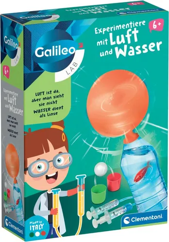 Galileo Lab Experimentiere mit Luft und Wasser - Naturwissenschaftliches Set - Experimentierkasten für Kinder ab 5 Jahren von Clementoni 59379