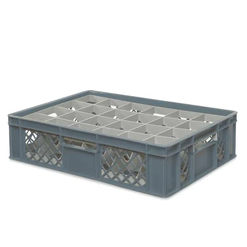 BRB-Lagertechnik Aufbewahrungskorb für Gläser 600x400 mm - Farbenfrohe Gläserkiste mit Platz für 24 Gläser bis 122 mm Höhe. Ideal für Lagerung, Reinigung und Transport. Robustes, spülmaschinenfestes Material mit praktischen Durchfassgriffen für einfaches Handling.