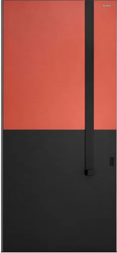 Schwarz-orangefarbene Drehtür für Wohnhäuser und Geschäftszentren - Moderne Kompletttür mit 110 cm Breite, aus langlebigem Aluminium. Ideal für vielseitige Einsatzmöglichkeiten in Wohn- und Geschäftsbereichen. Einfache Montage mit beiliegender Anleitung.