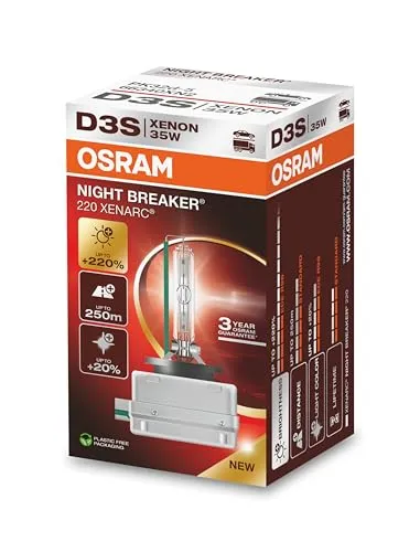 OSRAM Xenarc Night Breaker D3S Auto-Lampe - Autobeleuchtungen mit bis zu 220% mehr Helligkeit und 3.200 Lumen Lichtstrom. ECE-zertifiziert für Straßenverkehr, ideal für sicheres Fahren bei Nacht.