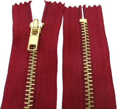 Reißverschluss Metall 4mm nicht teilbar 16 cm Dunkelrot