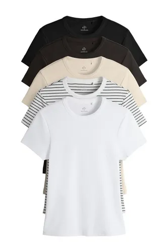The Set T-Shirt The Set gerippte Kurzarm-T-Shirts, 5er-Pack (5-tlg)