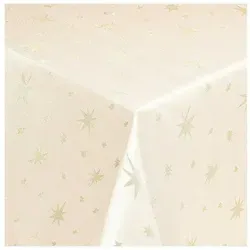 DecoHomeTextil Heimtextilmanufaktur Tischdecke Lurex Sterne Tischläufer Glitzer beige Eckig 130x160 cm