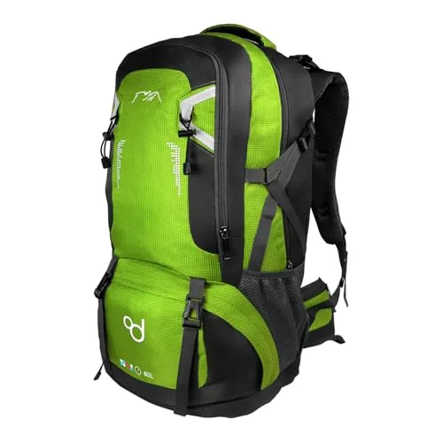 OcioDual Wanderrucksack 60L Grün, Travelite Rucksack, Arbeitsrucksack Herren, Wanderrucksack Herren, Rucksack Wasserdicht, Reiserucksack, Camping, Survival und Outdoor-Sport