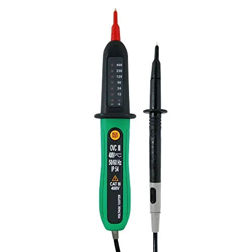 KPS-DT220 Spannungstester und Durchgangsprüfer, Differenzialtest RCD-Prüftest, Spannung 12V-400V, Polarität, (Fehlerstromschutzschalter) und LED-Anzeige, IP54