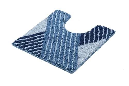 Kleine Wolke Badteppich WC-Vorleger Cross, 55x55 cm, Mare - Badematten & Badteppiche - Zeitloser Badteppich aus 100% Polyacryl mit raffiniertem Streifen-Design, maschinenwaschbar bei 40°C für einfache Pflege.