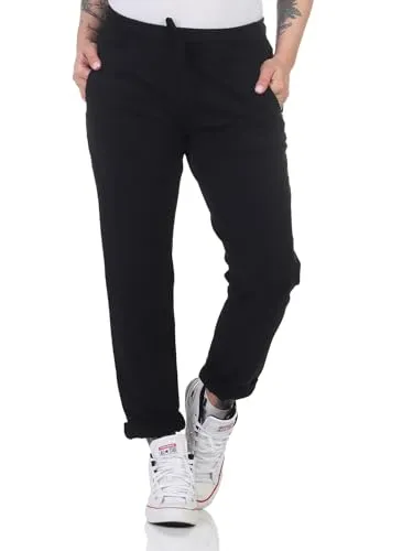 simaranda Damen Jogginghose im Vintage Look Sweatpants für Freizeit Sport und Fitness 814136 (DE/NL/SE/PL, Numerisch, 34, 38, Regular, Regular, Schwarz)