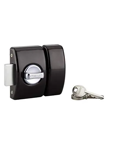 Türriegel für Haustür, Design mit 5 Stiften – Knopf + Zylinder 50 mm – Schutz gegen Herausziehen – Lieferung mit 3 Schlüsseln aus vernickeltem Stahl und 5 Schließkeilen – schwarzes Finish THIRARD