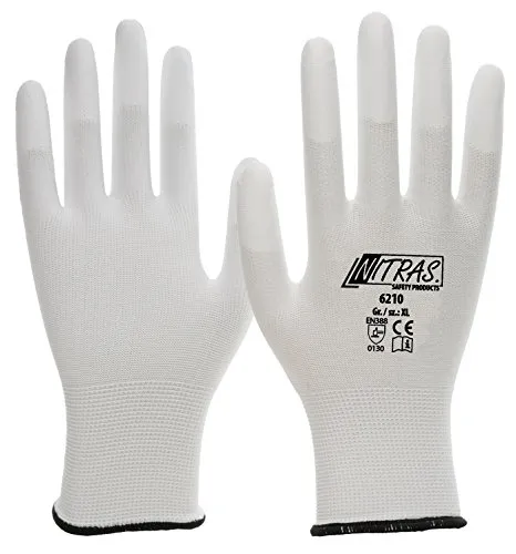 Paar NITRAS Nylon-PU-Fingerkuppen, weiß-weiß S Grösse S 240 in weiß von NITRAS